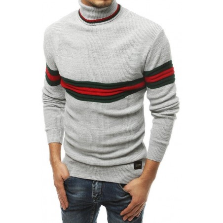 Pánsky sveter s rolákom WX1503 - svetlosivý