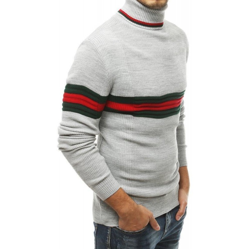 Pánsky sveter s rolákom WX1503 - svetlosivý