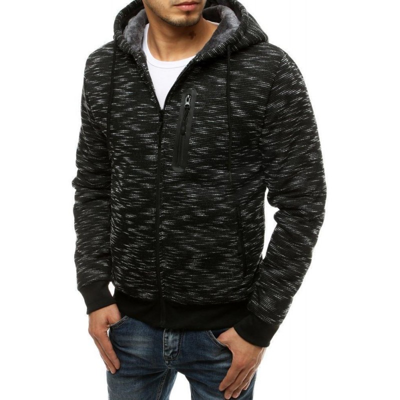 Zateplená pánska mikina na zips BX4752 - čierna