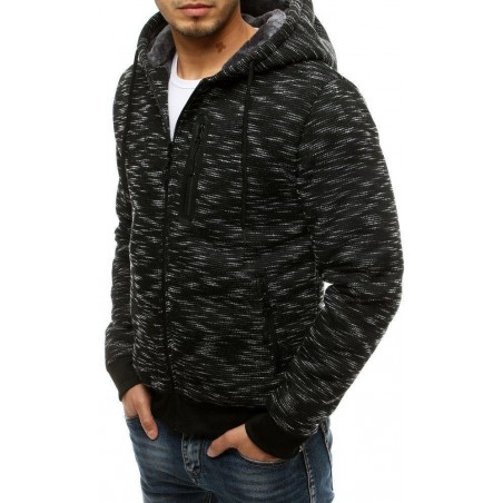Zateplená pánska mikina na zips BX4752 - čierna