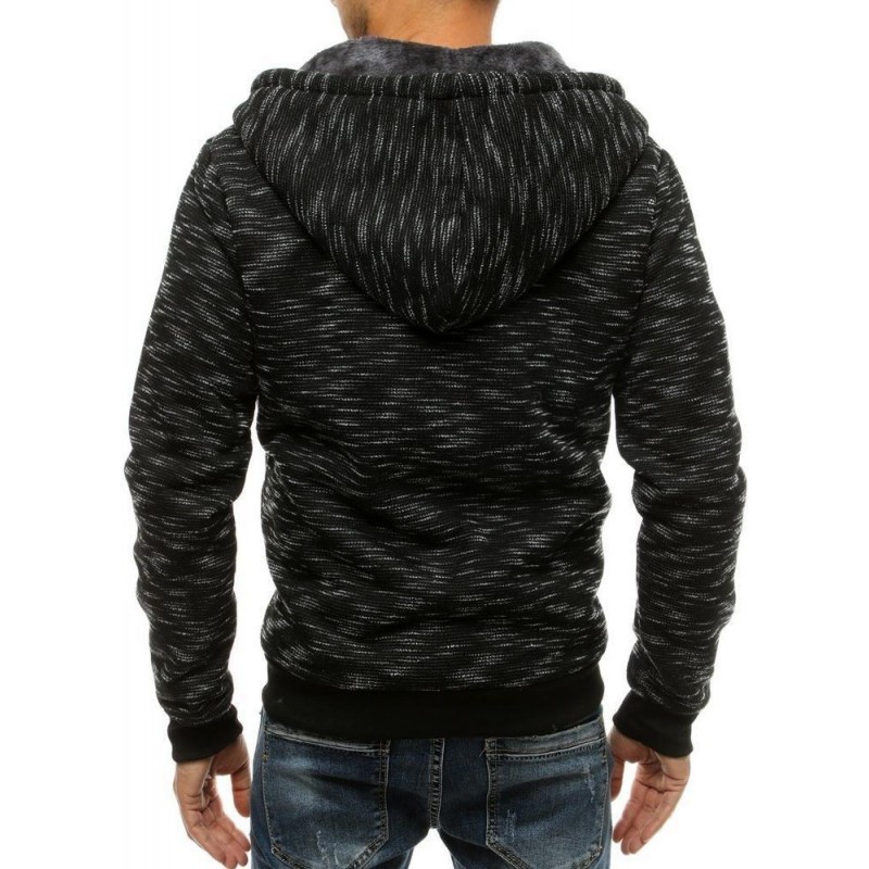 Zateplená pánska mikina na zips BX4752 - čierna