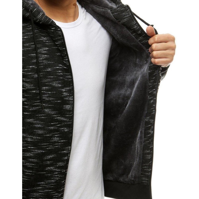 Zateplená pánska mikina na zips BX4752 - čierna