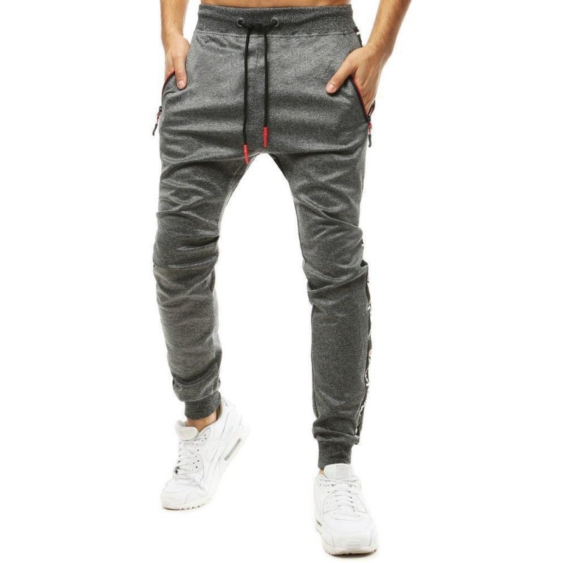 Pánske tmavosivé tepláky joggery UX2699