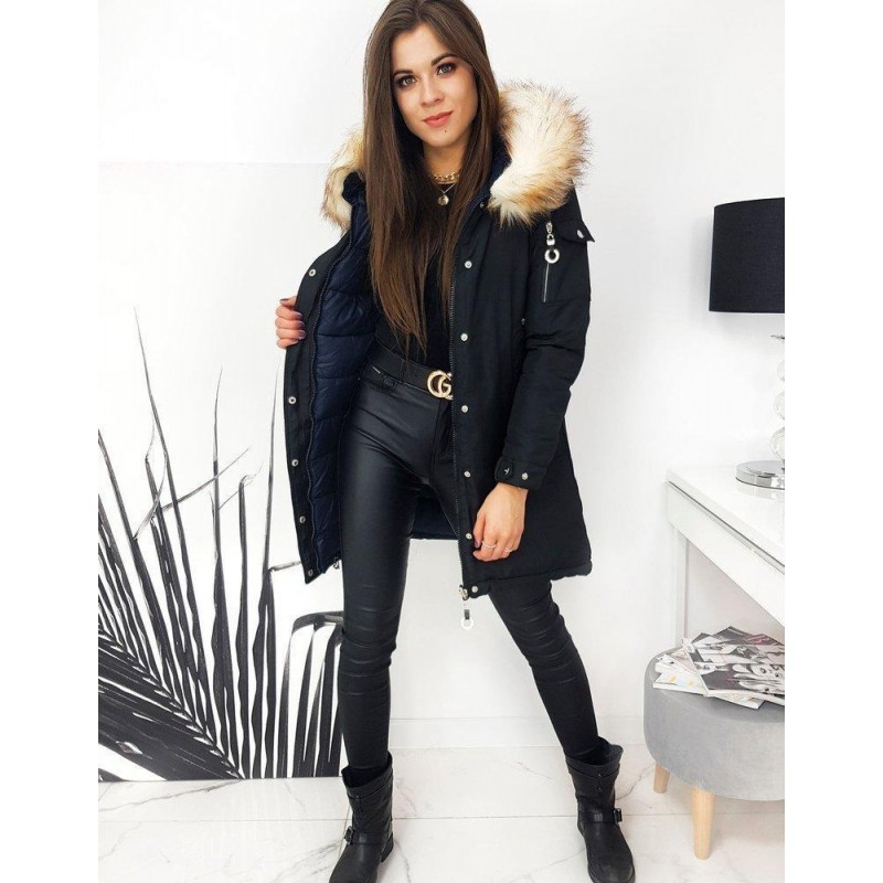 Dámska zimná obojstranná parka 2iv1 DOUBLE TY1588 - čierna