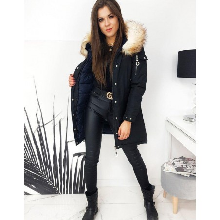 Dámska zimná obojstranná parka 2iv1 DOUBLE TY1588 - čierna