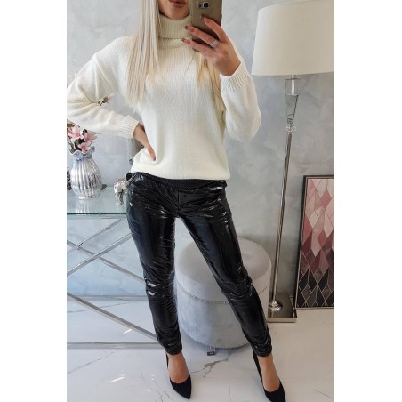 Dvojvrstvové dámske nohavice 9150 - čierne