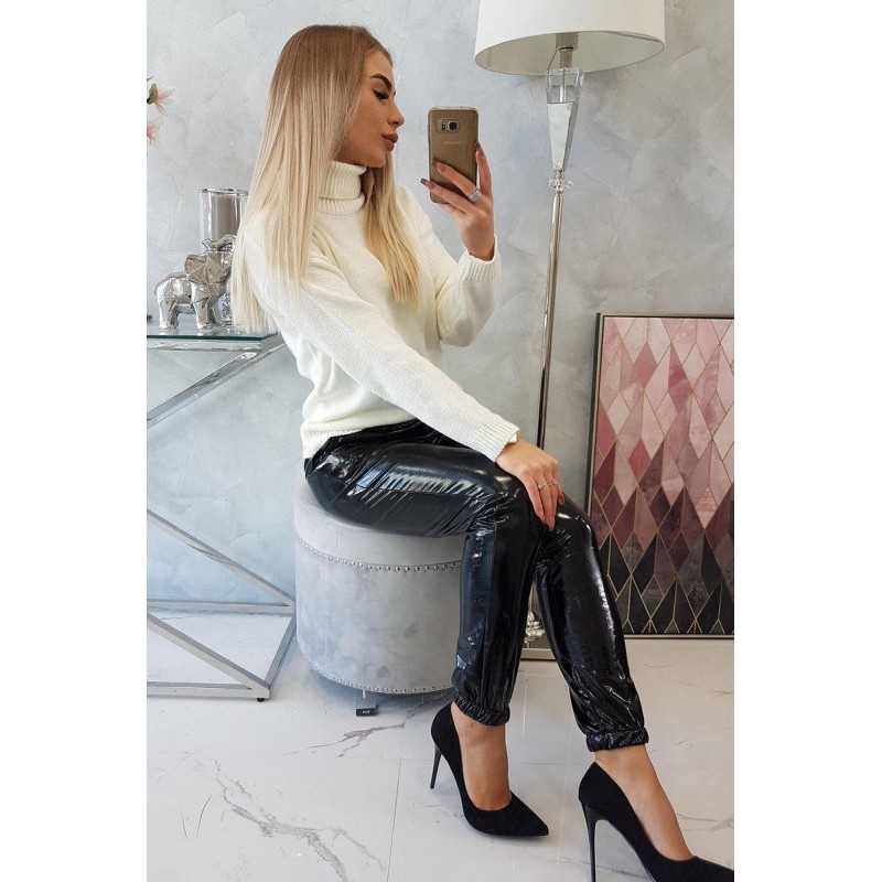 Dvojvrstvové dámske nohavice 9150 - čierne