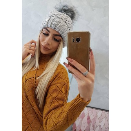 Svetlosivá pletená dámska čiapka K165