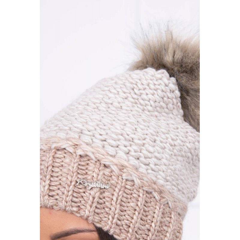 Dámska čiapka K114 - svetlobéžovo-tmavobéžová