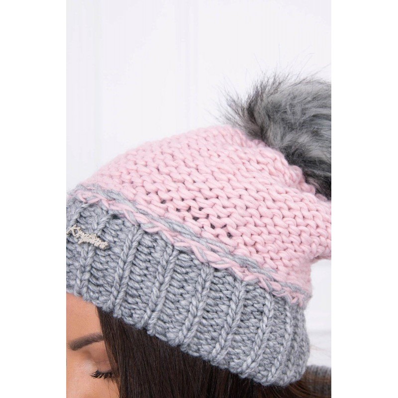 Dámska čiapka K114 - ružovo-grafitová