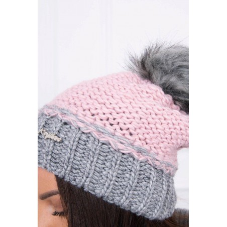 Dámska čiapka K114 - ružovo-grafitová