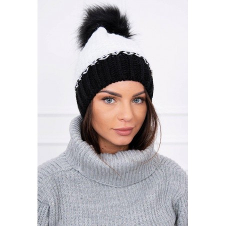 Dámska čiapka K114 - bielo-čierna