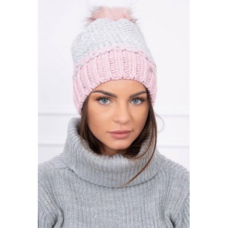 Dámska čiapka K114 - sivo-ružová