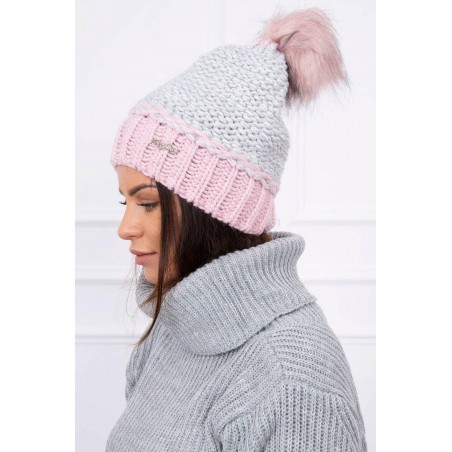 Dámska čiapka K114 - sivo-ružová