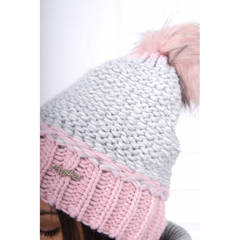 Dámska čiapka K114 - sivo-ružová