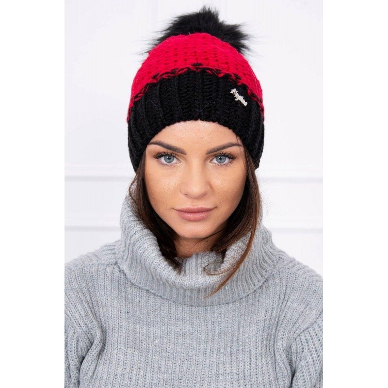 Dámska čiapka K114 - červeno-čierna