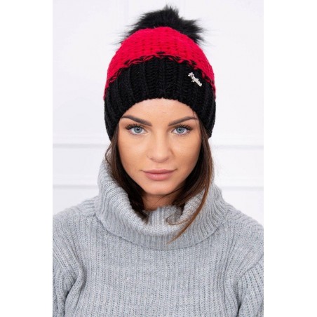 Dámska čiapka K114 - červeno-čierna