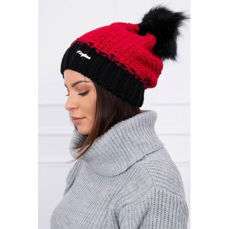 Dámska čiapka K114 - červeno-čierna