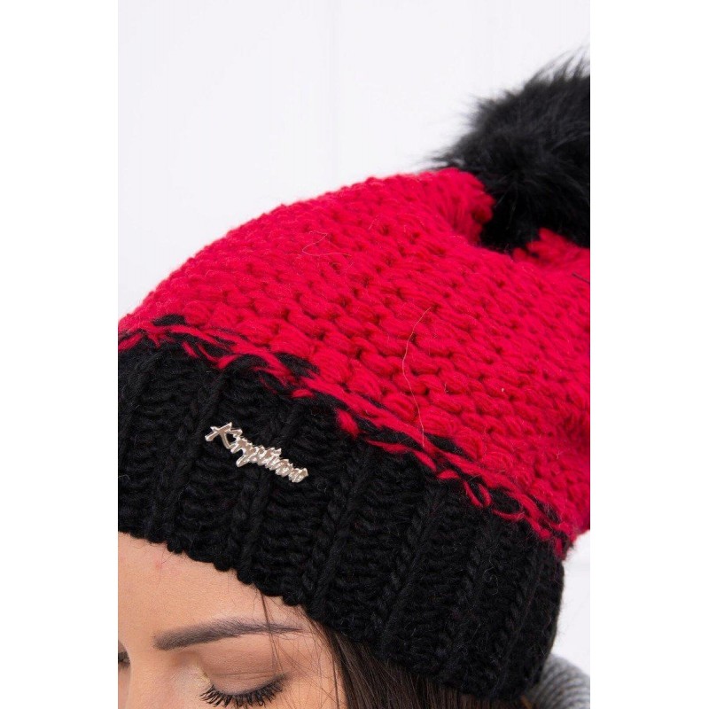 Dámska čiapka K114 - červeno-čierna