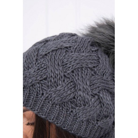 Dámska súprava čiapka a šál K112 - grafitová