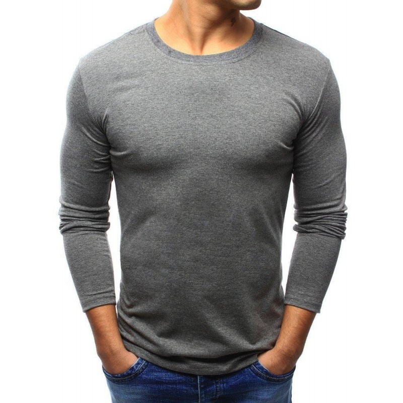 Pánske jednofarebné tričko s dlhým rukávom (lx0419) - antracitové, veľ. XL