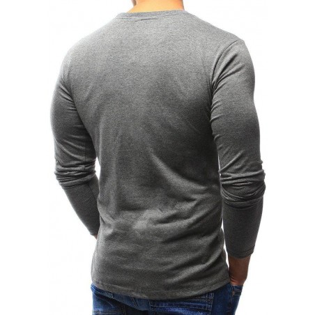 Pánske jednofarebné tričko s dlhým rukávom (lx0419) - antracitové, veľ. XL