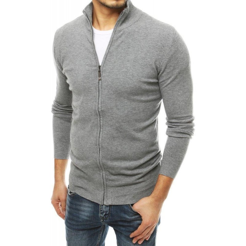 Pánsky sveter na zips WX1524 - svetlosivý