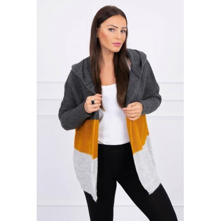 Dámsky kardigán 2019-15 - grafitový-horčicový-sivý