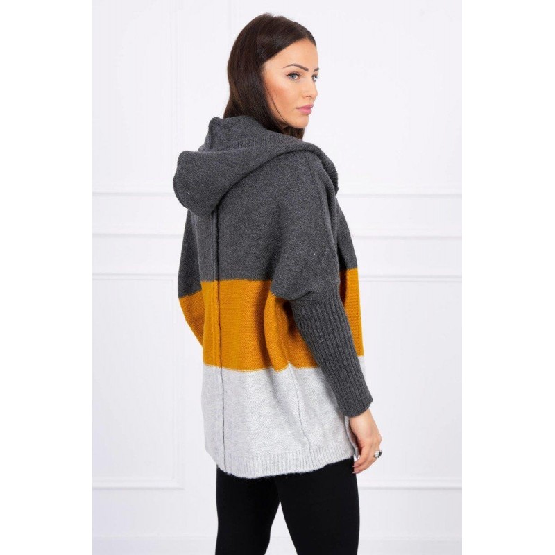 Dámsky kardigán 2019-15 - grafitový-horčicový-sivý