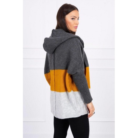 Dámsky kardigán 2019-15 - grafitový-horčicový-sivý