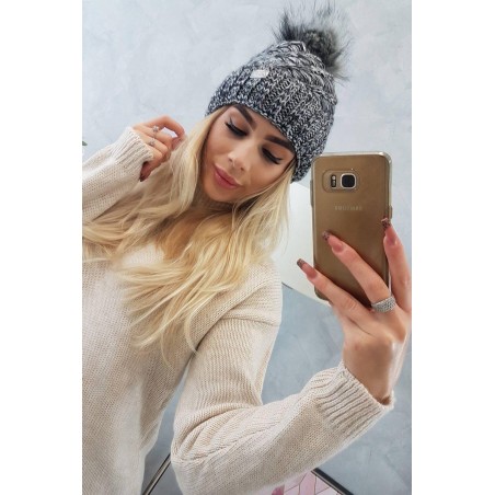 Dámska čiapka K169 - čierno-biela