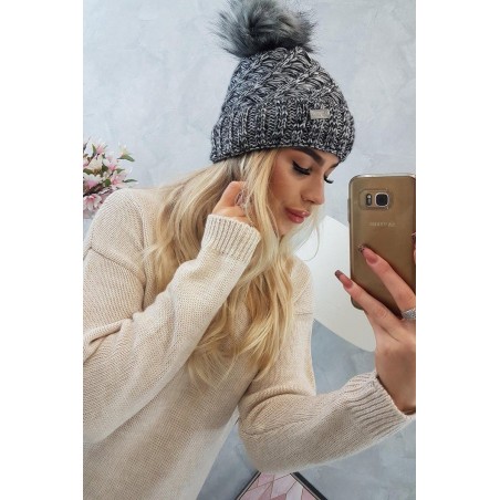 Dámska čiapka K169 - čierno-biela