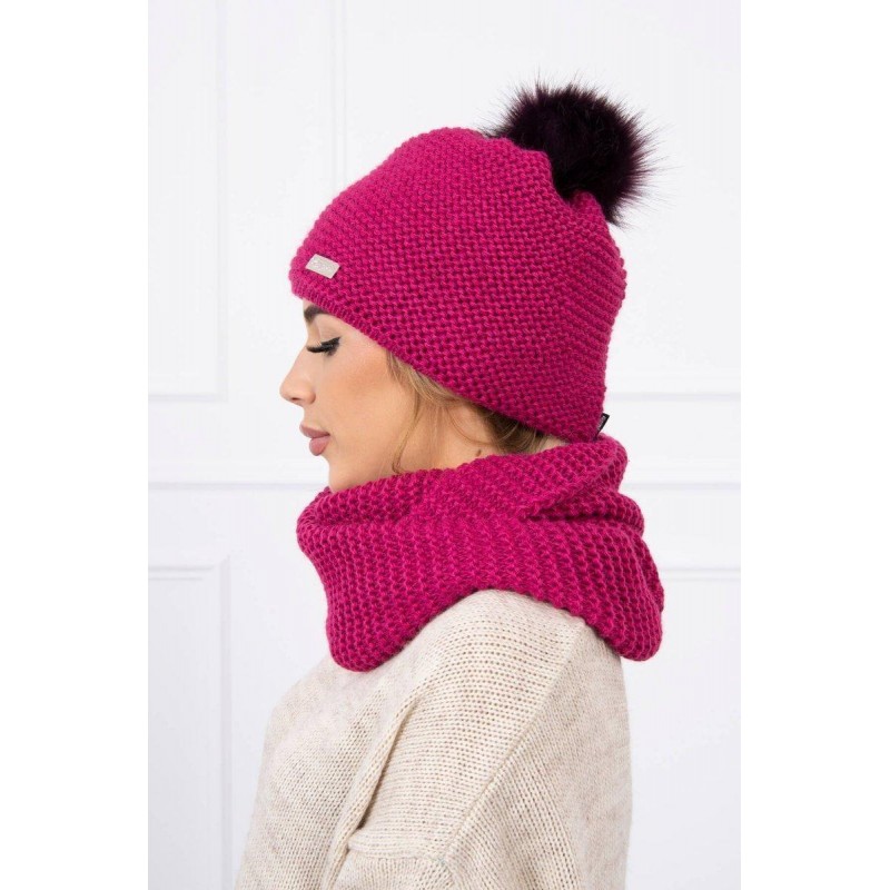 Dámska súprava čiapka a šál K113 - tmavofialová