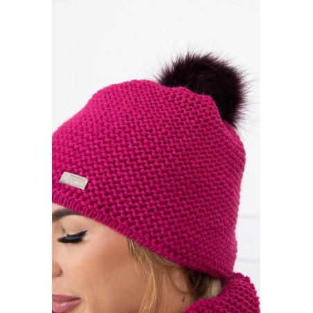 Dámska súprava čiapka a šál K113 - tmavofialová