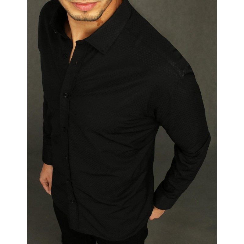 Čierna pánska košeľa s dlhým rukávom DX1995
