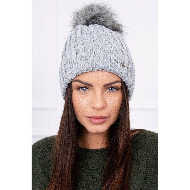 Dámska pletená čiapka K118 - sivá