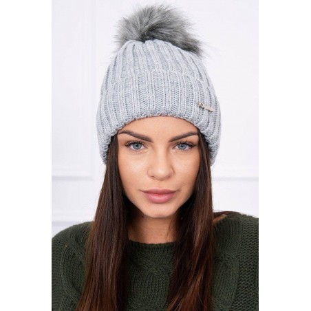 Dámska pletená čiapka K118 - sivá