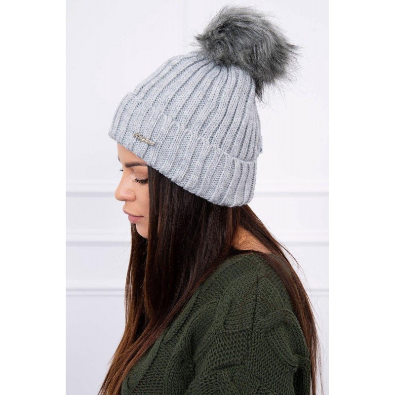 Dámska pletená čiapka K118 - sivá