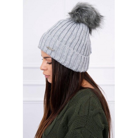 Dámska pletená čiapka K118 - sivá