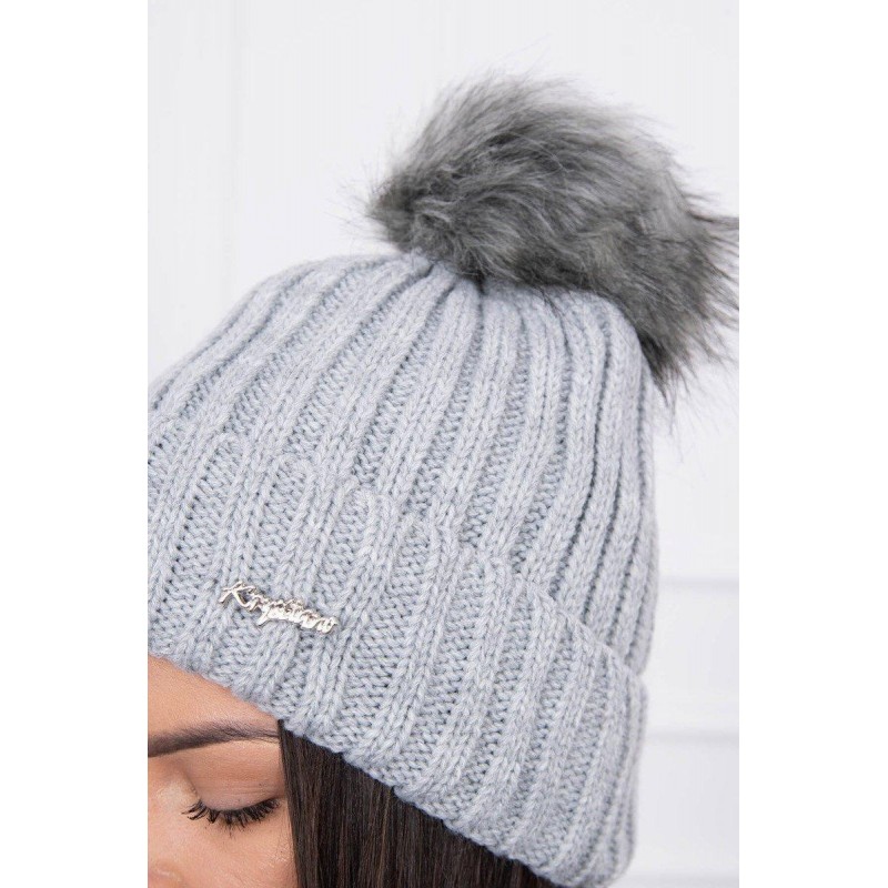 Dámska pletená čiapka K118 - sivá