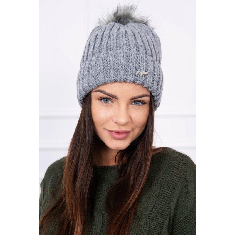 Dámska pletená čiapka K118 - tmavosivá
