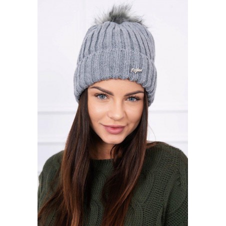 Dámska pletená čiapka K118 - tmavosivá