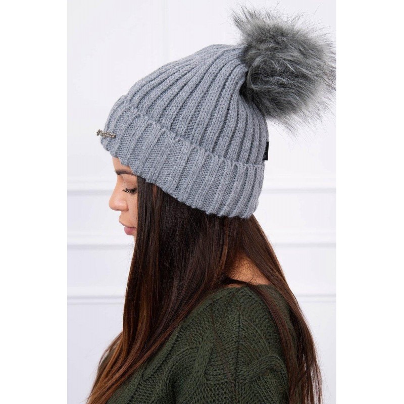Dámska pletená čiapka K118 - tmavosivá