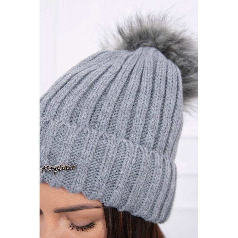 Dámska pletená čiapka K118 - tmavosivá