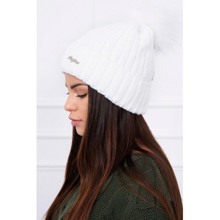 Dámska pletená čiapka K118 - biela