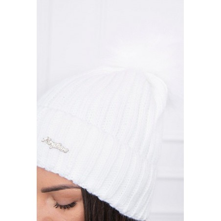 Dámska pletená čiapka K118 - biela