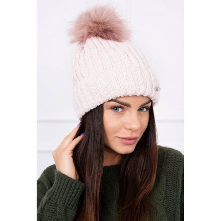 Dámska pletená čiapka K118 - svetloružová