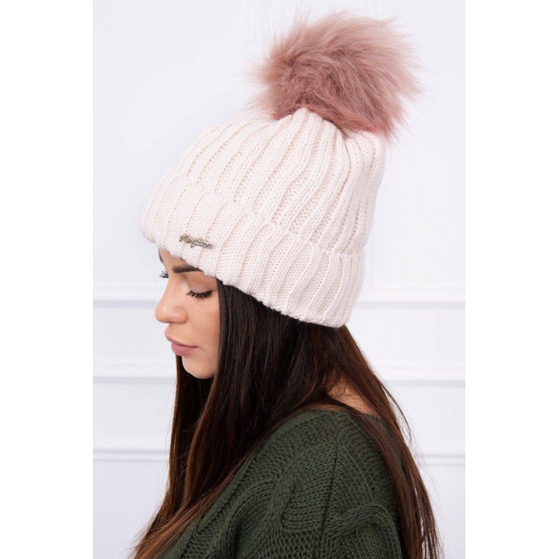 Dámska pletená čiapka K118 - svetloružová