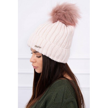 Dámska pletená čiapka K118 - svetloružová