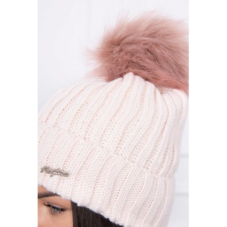 Dámska pletená čiapka K118 - svetloružová